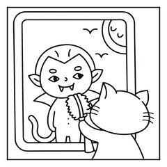 Spooky Pals – Cute and Easy Halloween Coloring Pages for Kids and Adults | Fun Bold Line Halloween Clipart | Ghost, Pumpkin, Witch, Bat Illustrations in Vector and Printable Format