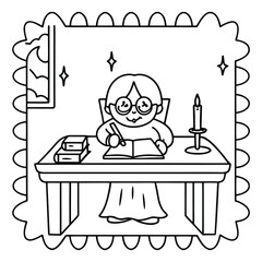 Spooky Pals – Cute and Easy Halloween Coloring Pages for Kids and Adults | Fun Bold Line Halloween Clipart | Ghost, Pumpkin, Witch, Bat Illustrations in Vector and Printable Format