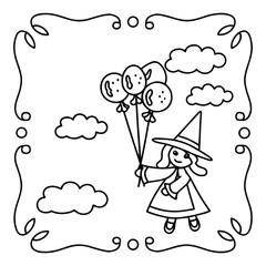 Spooky Pals – Cute and Easy Halloween Coloring Pages for Kids and Adults | Fun Bold Line Halloween Clipart | Ghost, Pumpkin, Witch, Bat Illustrations in Vector and Printable Format