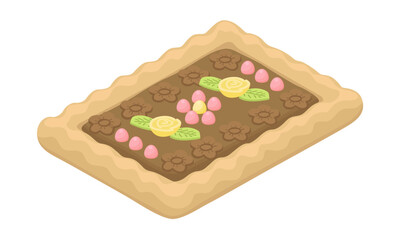 Polish traditional Easter cake - hand drawn isometric vector illustration.