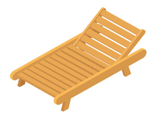 Wooden sunbed - hand drawn isometric vector illustration.