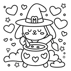 Spooky Pals – Cute and Easy Halloween Coloring Pages for Kids and Adults | Fun Bold Line Halloween Clipart | Ghost, Pumpkin, Witch, Bat Illustrations in Vector and Printable Format
