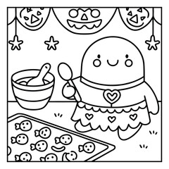 Spooky Pals – Cute and Easy Halloween Coloring Pages for Kids and Adults | Fun Bold Line Halloween Clipart | Ghost, Pumpkin, Witch, Bat Illustrations in Vector and Printable Format