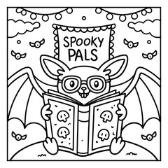 Spooky Pals – Cute and Easy Halloween Coloring Pages for Kids and Adults | Fun Bold Line Halloween Clipart | Ghost, Pumpkin, Witch, Bat Illustrations in Vector and Printable Format