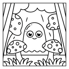 Spooky Pals – Cute and Easy Halloween Coloring Pages for Kids and Adults | Fun Bold Line Halloween Clipart | Ghost, Pumpkin, Witch, Bat Illustrations in Vector and Printable Format