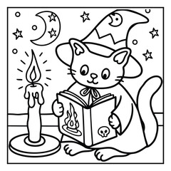 Spooky Pals – Cute and Easy Halloween Coloring Pages for Kids and Adults | Fun Bold Line Halloween Clipart | Ghost, Pumpkin, Witch, Bat Illustrations in Vector and Printable Format