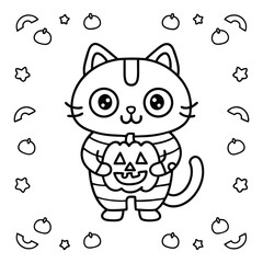 Spooky Pals – Cute and Easy Halloween Coloring Pages for Kids and Adults | Fun Bold Line Halloween Clipart | Ghost, Pumpkin, Witch, Bat Illustrations in Vector and Printable Format