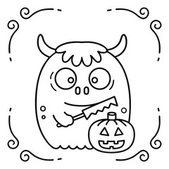 Spooky Pals – Cute and Easy Halloween Coloring Pages for Kids and Adults | Fun Bold Line Halloween Clipart | Ghost, Pumpkin, Witch, Bat Illustrations in Vector and Printable Format