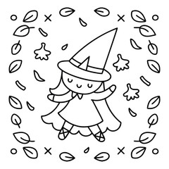 Spooky Pals – Cute and Easy Halloween Coloring Pages for Kids and Adults | Fun Bold Line Halloween Clipart | Ghost, Pumpkin, Witch, Bat Illustrations in Vector and Printable Format