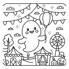 Spooky Pals – Cute and Easy Halloween Coloring Pages for Kids and Adults | Fun Bold Line Halloween Clipart | Ghost, Pumpkin, Witch, Bat Illustrations in Vector and Printable Format