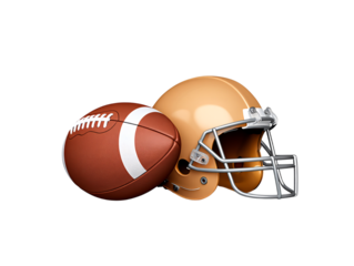 American Football and Helmet Still Life on Transparent Background