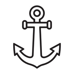 anchor icon outline and line art vector illustration on white background