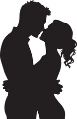 Kissing Couple Silhouette Vector  Romantic Black Design