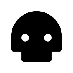 Simple skull icon, solid fill symbol for death, danger, or poison