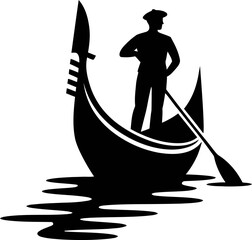 Fototapeta premium Gondolier in Venice Gondola Silhouette