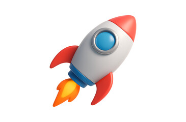 rocket isolated on white,
Playful 3D Rocket Ship  Dynamic Cartoon Illustration