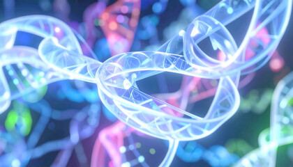 Complex dynamic cellular connections of neural networks with glowing lines and nodes in shades of blue, violet and neon green in the flow of signals and substances