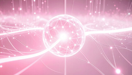 Complex dynamic cellular connections of neural networks with glowing lines and nodes in shades of blue, violet and neon green in the flow of signals and substances