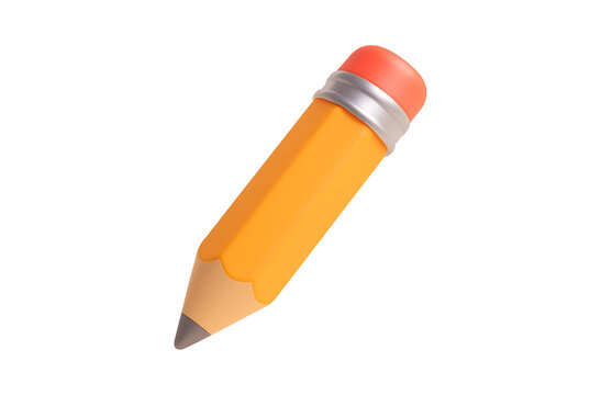 red pencil isolated on white,
Playful 3D Pencil  Minimalist Cartoon Illustration