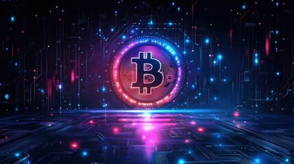 Futuristic digital cryptocurrency coin