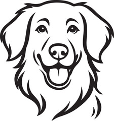 Dog head outline with open mouth silhouette, Expressive pet design black and white