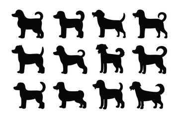 Collection of silhouetted feline and marsupial animal poses showcasing dynamic movement and graceful forms