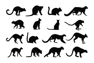 Collection of diverse black silhouette outlines of stylized figures with unique head and body shapes against a white background