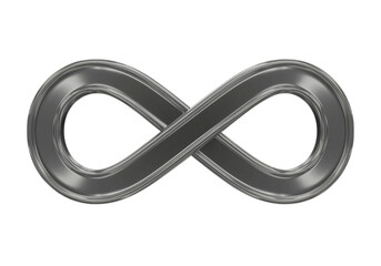 Sleek metallic infinity symbol on transparent background, representing endless possibilities and eternal concepts