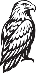 Eagle silhouette on white background vector, Flying bird graphic black and white