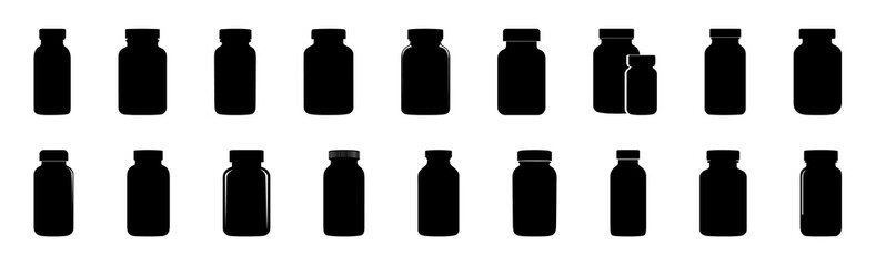 collection of medicine bottles silhouette