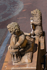 Architectural fragment of Leiden City Hall (Stadhuis). The facade of the City Hall dates from 1595.