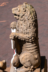 Architectural fragment of Leiden City Hall (Stadhuis). The facade of the City Hall dates from 1595.