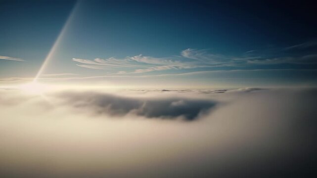 Sunlit cloudscapes above