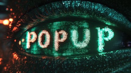 Eye displaying digital text