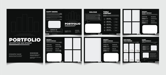 Multipurpose company architecture or interior portfolio template design with a4 size.