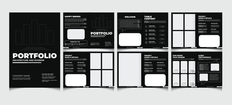 Multipurpose company architecture or interior portfolio template design with a4 size.