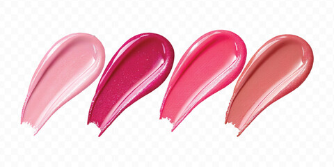 realistic 3d smooth glossy lipstick or paint swatch smear smudge in different color style isolated on white background	