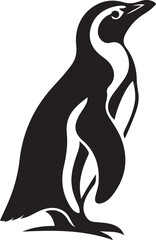 Penguin silhouette vector in black and white style, Minimalist penguin animal line graphic