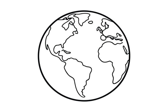 Planet Earth In Line Globe Style