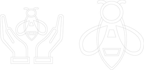 Art & IllustBee icon set.Honey bee icon vector silhouette illustration isolated on white background.Whimsical bee icons set.Set of cute bee illustration designs.set of party.Linear style nature,ration