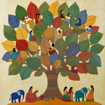 Gond Painting of Wisdom Tree