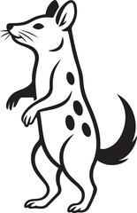 Marsupial quoll silhouette simple line style, Black and white quoll animal drawing