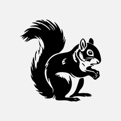 Squirrel Simple Black Artwork Silhouette Vintage Graphic