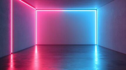Empty room with vibrant neon lights