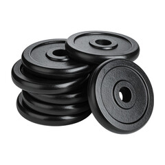 Gym Weights Stack Iron Plates Strength Training Workout Fitness Equipment on transparent background