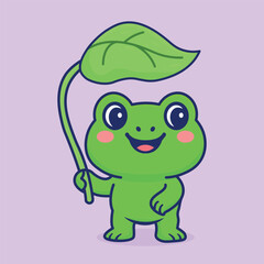 Cute unicornCute Cartoon Frog Holding Leaf Umbrella
