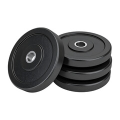 Fitness weight plates isolated black steel plate training gym workout on transparent background