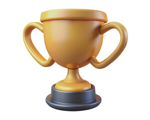 3D Trophy Cup with Star Symbol on White Background PNG
