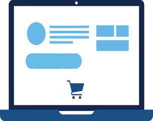 Vector illustration, laptop, computer, interface web, UI, UX, transparent background, cart, shopping online, ecommerce