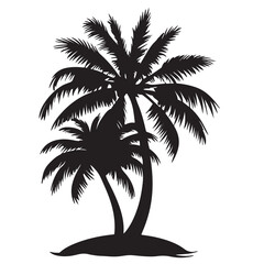 Tropical Palm Tree Island Silhouette Clipart